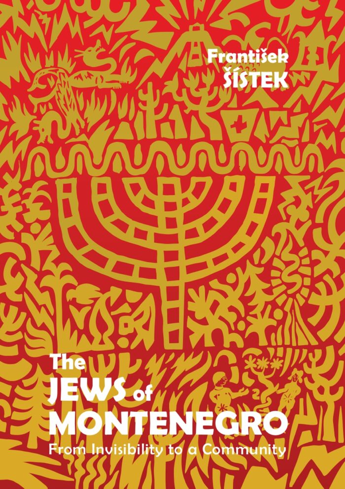 Book cover with central motif of a menorah is based on the decorations from a Jewish tomb discovered in the necropolis of the Roman town of Dioclea, near present day Podgorica.